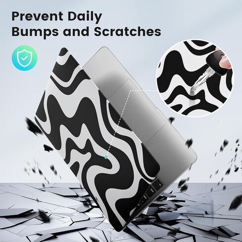 iLeadon for MacBook Air 13 inch Case 2020 2019 2018 Release A2337/A1932/A2179, Hard Shell Case Protective Cover and Keyboard Coverok Air 13'' with Touch ID, Pink Abstract Wave in Kuwait