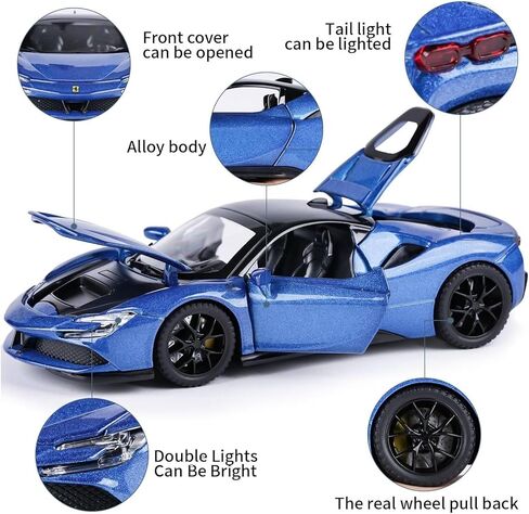 Toy Cars Ferrari Model for Kids 1:32 Diecast Metal Toy Cars,Pull Back Car with Light and Music Ferrari SF90 Toy Car Collectible Model Cars,for Boys Age 3 + Year Old in Kuwait