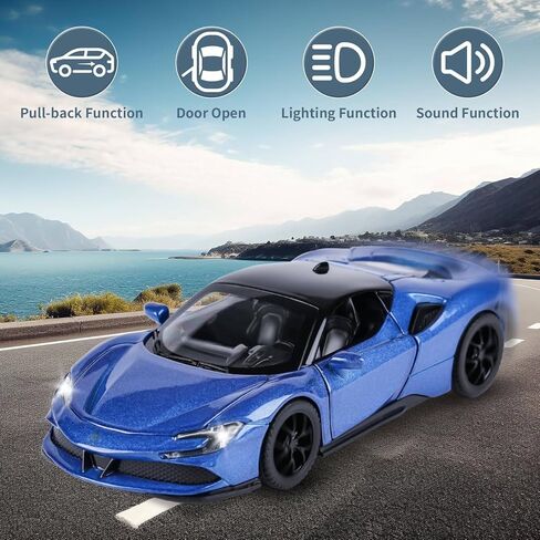 Toy Cars Ferrari Model for Kids 1:32 Diecast Metal Toy Cars,Pull Back Car with Light and Music Ferrari SF90 Toy Car Collectible Model Cars,for Boys Age 3 + Year Old in Kuwait