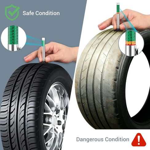 4 قطع من مقياس عمق مداس الإطارات، أداة قياس عمق الإطارات المرمزة بالألوان 32 ثانية in Kuwait