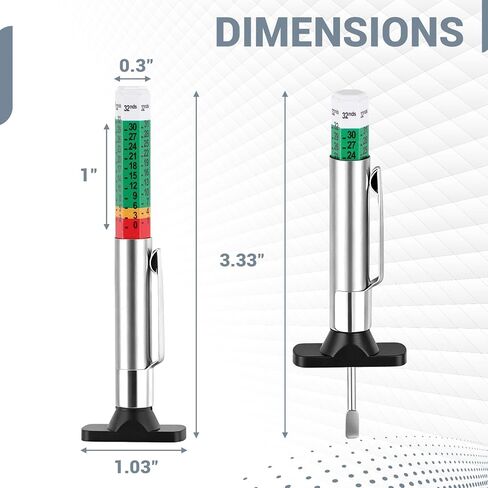 4 قطع من مقياس عمق مداس الإطارات، أداة قياس عمق الإطارات المرمزة بالألوان 32 ثانية in Kuwait