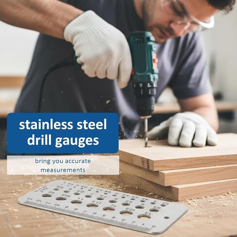 Drill Bit Size Gauge, Drill Gauge, Stainless Steel Drill Bit Size Chart for 1/16 Inch to 1/2 Inch 29-Hole for Accurate Measurement Equivalents(Silver) in Saudi Arabia
