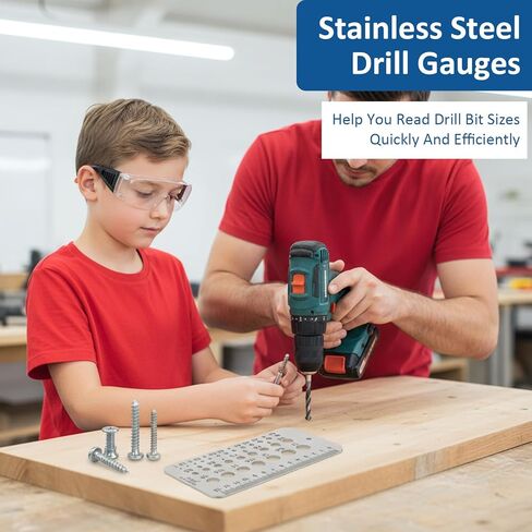 Drill Bit Size Gauge, Drill Gauge, Stainless Steel Drill Bit Size Chart for 1/16 Inch to 1/2 Inch 29-Hole for Accurate Measurement Equivalents(Silver) in Saudi Arabia