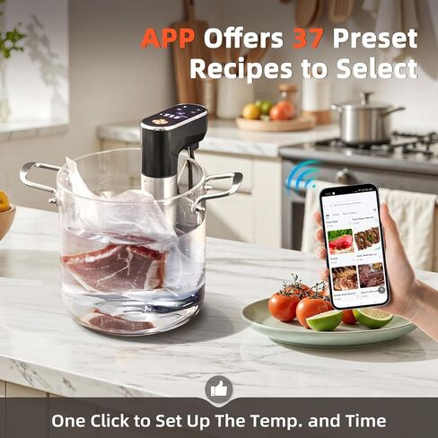 1300W Sous Vide Cooker,WiFi App Control, IPX7 Waterproof, Ultra Quiet Immersion Circulator with Digital Display & Recipes,Precision Slow Cooker,Steak Cooker,Fast Heating,Easy to store in Kuwait