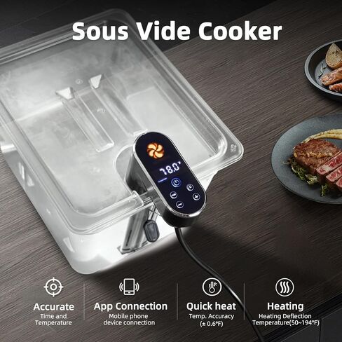 1300W Sous Vide Cooker,WiFi App Control, IPX7 Waterproof, Ultra Quiet Immersion Circulator with Digital Display & Recipes,Precision Slow Cooker,Steak Cooker,Fast Heating,Easy to store in Kuwait