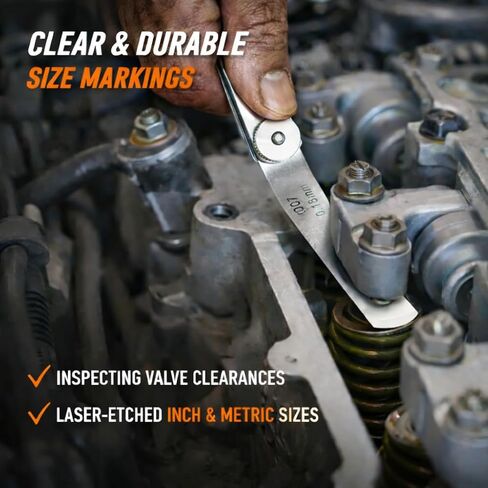 Feeler Gauges Set, 2pcs Stainless Steel, 32 Straight & 16 Angled Blades, Dual Marked SAE/Metric, Spark Plug Gap Tool for Valves, Automotive, Piston, Guitar (32 Straight & 16 Angled Blades) in Kuwait