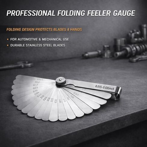 Feeler Gauges Set, 2pcs Stainless Steel, 32 Straight & 16 Angled Blades, Dual Marked SAE/Metric, Spark Plug Gap Tool for Valves, Automotive, Piston, Guitar (32 Straight & 16 Angled Blades) in Kuwait