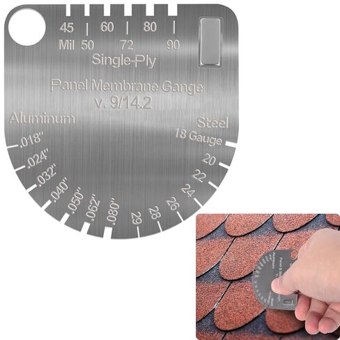 لوح لوحي وقياس غشاء مطور - فرجار سمك من الفولاذ المقاوم للصدأ للأسقف المعدنية، والألواح الخشبية، والأغشية المفردة/المزدوجة | يستبدل مقياس الألواح الخشبية، أداة قياس دقيقة لفحص السقف in Kuwait