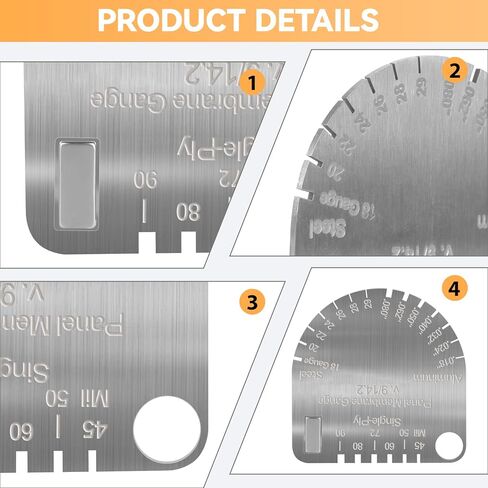لوح لوحي وقياس غشاء مطور - فرجار سمك من الفولاذ المقاوم للصدأ للأسقف المعدنية، والألواح الخشبية، والأغشية المفردة/المزدوجة | يستبدل مقياس الألواح الخشبية، أداة قياس دقيقة لفحص السقف in Kuwait
