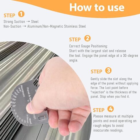 لوح لوحي وقياس غشاء مطور - فرجار سمك من الفولاذ المقاوم للصدأ للأسقف المعدنية، والألواح الخشبية، والأغشية المفردة/المزدوجة | يستبدل مقياس الألواح الخشبية، أداة قياس دقيقة لفحص السقف in Kuwait