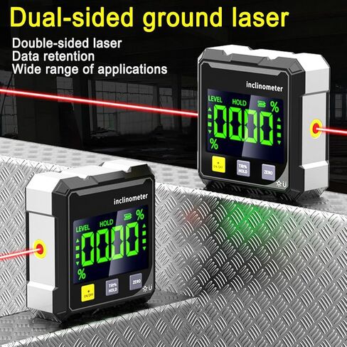 Digital Laser Angle Finder inclinometer, Protractor Tool, 4×90° High Accuracy, Large LED Display, Magnetic Base, USB Rechargeable, for Woodworking, Metalworking, Construction & DIY in Saudi Arabia