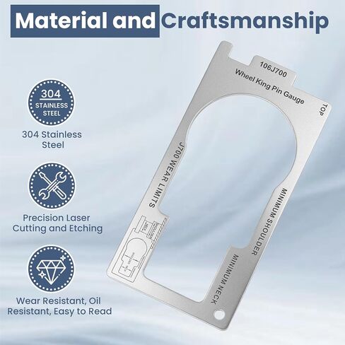 Fifth Wheel King Pin Gauge, 304 Stainless Steel Trailer Kingpin Wear Gauge for SAE J700 Standard, Measures King Pin Height Squareness and Neck/Shoulder Wear Limits, Precision Maintenance Tool in Saudi Arabia