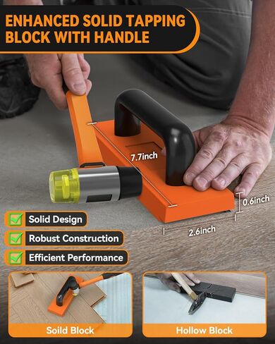 DODOWIN Laminate Flooring Installation Kit, Vinyl Flooring Tools with 10" Contour Gauge, Tapping Block, Pull Bar, Double-Faced Mallet and 45 Spacers for LVP, Laminate, Hardwood Floor Installation in Kuwait