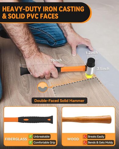 DODOWIN Laminate Flooring Installation Kit, Vinyl Flooring Tools with 10" Contour Gauge, Tapping Block, Pull Bar, Double-Faced Mallet and 45 Spacers for LVP, Laminate, Hardwood Floor Installation in Kuwait