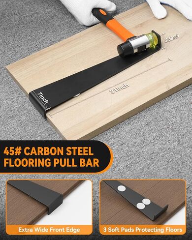 DODOWIN Laminate Flooring Installation Kit, Vinyl Flooring Tools with 10" Contour Gauge, Tapping Block, Pull Bar, Double-Faced Mallet and 45 Spacers for LVP, Laminate, Hardwood Floor Installation in Kuwait