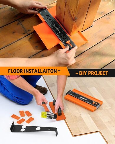 DODOWIN Laminate Flooring Installation Kit, Vinyl Flooring Tools with 10" Contour Gauge, Tapping Block, Pull Bar, Double-Faced Mallet and 45 Spacers for LVP, Laminate, Hardwood Floor Installation in Kuwait