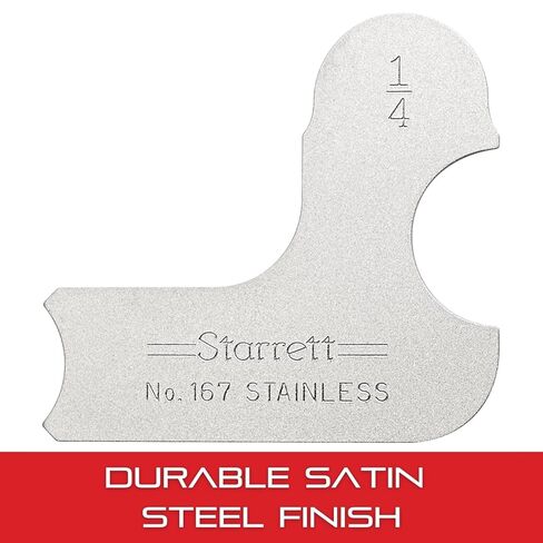 مقياس نصف قطر فردي من Starrett لكل من نصف القطر المحدب والمقعر - مثالي للنجارين والإنشاءات - الفولاذ المقاوم للصدأ، مقياس نصف قطر 1/4 بوصة، قراءة بوصة - 167-1/4 in Saudi Arabia