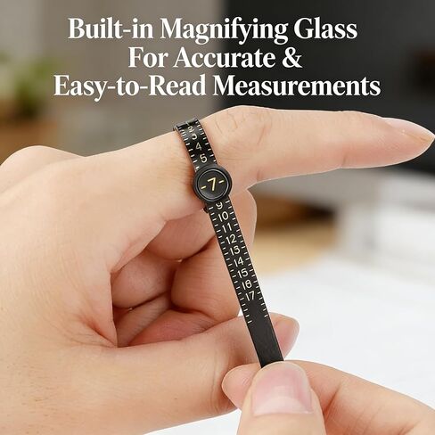Ring Sizer Measuring Tool Kit with Ring Mandrel Measurer, 27 PCS Premium Steel Measuring Ring Tool US Size 0-13, 2 PCS Reusable Finger Tape with Magnified Glass 1-17 USA Size Silver in Saudi Arabia