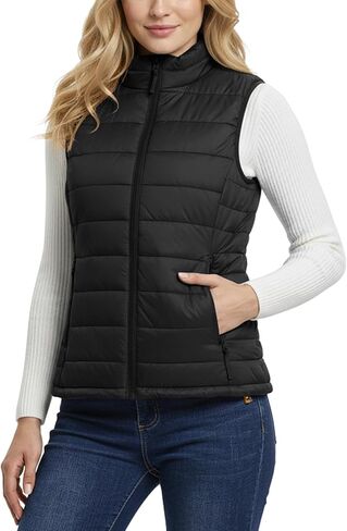 Outdoor Ventures Women's Lightweight Puffer Vest Outerwear Zip Up Warm Sleeveless Winter Jacket Padded Gilet Quilted Coat in Kuwait