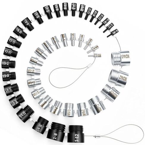 Nut and Bolt Thread Checker, Bolt Size Finder, 45 Male/Female Thread Gauges (24 Inch & 21 Metric) Thread Checker Standard and Metric, Bolts and Nut Identifier Gauge in Kuwait