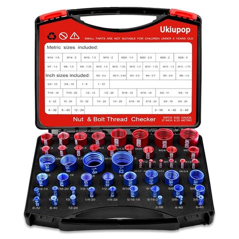 50PCS Thread Checker Kit – SAE & Metric Bolt Thread Checker, Nut & Bolt Size Finder Tool (27 SAE + 23 Metric) – Thread Gauge for Quickly Identifying Screw, Nut, and Bolt Sizes in Kuwait