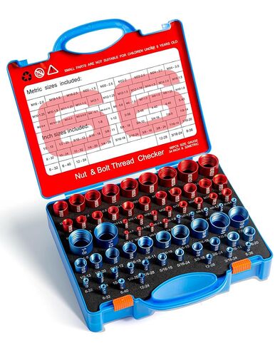 فاحص خيط صامولة ومسمار 66 مع صندوق تخزين، أداة قياس فاحص الخيط (34 متريًا و32 قياسيًا)، حجم المسمار ومكتشف مقياس الخيط مناسب للفحص في المناطق الضيقة والصعبة in Kuwait