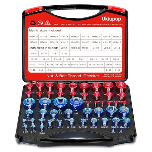 50PCS Thread Checker Kit – SAE & Metric Bolt Thread Checker, Nut & Bolt Size Finder Tool (27 SAE + 23 Metric) – Thread Gauge for Quickly Identifying Screw, Nut, and Bolt Sizes in Saudi Arabia