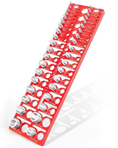 57 Pcs Nut and Bolt Thread Checker - 21 Standard + 17 Metric Thread Gauges | 19 Drill Bit Gauges, Wall-Mountable Bolt Size Finder for Fastener & Drill Bit Identification in Kuwait