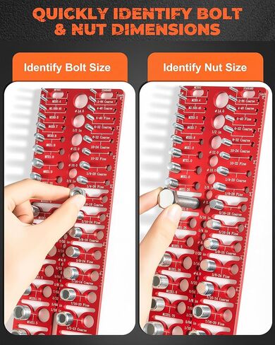 57 Pcs Nut and Bolt Thread Checker - 21 Standard + 17 Metric Thread Gauges | 19 Drill Bit Gauges, Wall-Mountable Bolt Size Finder for Fastener & Drill Bit Identification in Kuwait