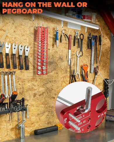 57 Pcs Nut and Bolt Thread Checker - 21 Standard + 17 Metric Thread Gauges | 19 Drill Bit Gauges, Wall-Mountable Bolt Size Finder for Fastener & Drill Bit Identification in Kuwait