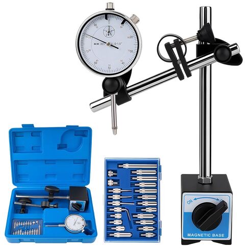 Dial Indicator with Magnetic Base, 0-1"×0.001" Magnetic Dial Indicator Set with 360° Rotatable Arm, Dial Test Indicator with 22 Point Set for Precision Measurement in Workshops, Labs, and Mold Making in Kuwait