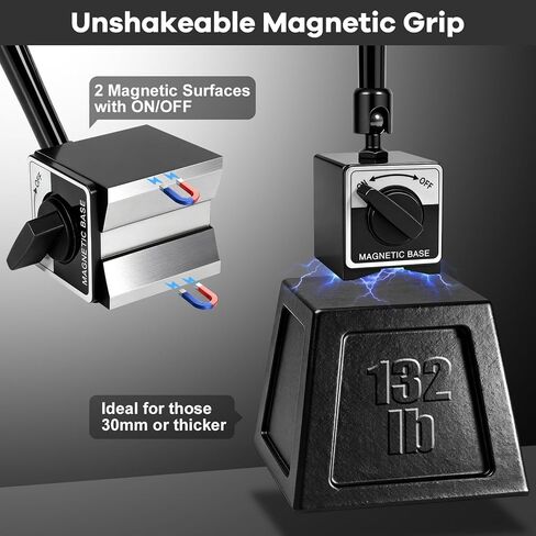 Dial Indicator with Magnetic Base, 0-1 inch Dial Test Gauge Indicators Graduation 0.001",132lbs Mag Base Runout Gauge Set in Kuwait