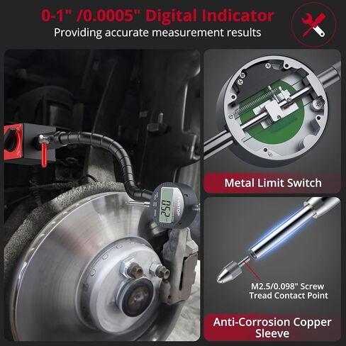 مؤشر قرص رقمي 0-1 بوصة/0.0005 بوصة و176 رطل (80 كجم) أقصى سحب بقاعدة مغناطيسية بوصة/مؤشر إلكتروني متري وحامل جذعي مرن 360 درجة لورشة عمل الطابعة ثلاثية الأبعاد ومنشار طاولة ماكينة CNC in Kuwait