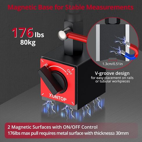 مؤشر قرص رقمي 0-1 بوصة/0.0005 بوصة و176 رطل (80 كجم) أقصى سحب بقاعدة مغناطيسية بوصة/مؤشر إلكتروني متري وحامل جذعي مرن 360 درجة لورشة عمل الطابعة ثلاثية الأبعاد ومنشار طاولة ماكينة CNC in Kuwait