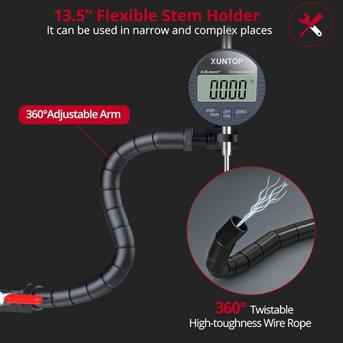 مؤشر قرص رقمي 0-1 بوصة/0.0005 بوصة و176 رطل (80 كجم) أقصى سحب بقاعدة مغناطيسية بوصة/مؤشر إلكتروني متري وحامل جذعي مرن 360 درجة لورشة عمل الطابعة ثلاثية الأبعاد ومنشار طاولة ماكينة CNC in Kuwait