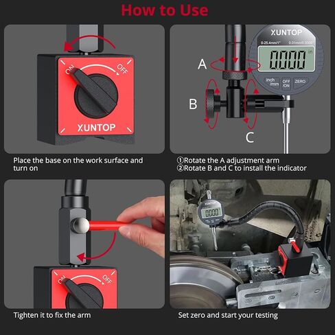 مؤشر قرص رقمي 0-1 بوصة/0.0005 بوصة و176 رطل (80 كجم) أقصى سحب بقاعدة مغناطيسية بوصة/مؤشر إلكتروني متري وحامل جذعي مرن 360 درجة لورشة عمل الطابعة ثلاثية الأبعاد ومنشار طاولة ماكينة CNC in Kuwait