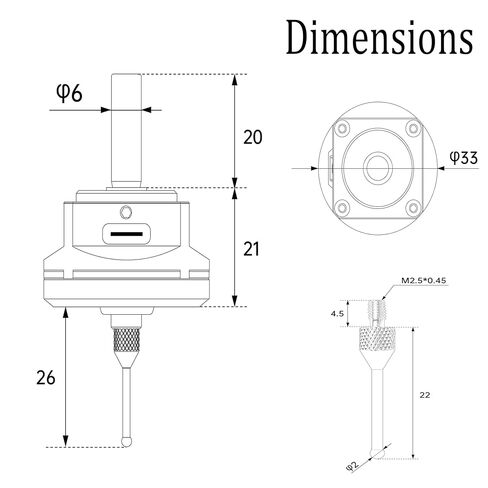 XUNKUNER 3D Edge Finder Touch Probe Compatible with Mach3 and GRBL,XYZ Coordinate Measuring Sensor, 6 MM Shank and 2M Cable，2.0 mm Tungsten Steel Ball Tip in Kuwait