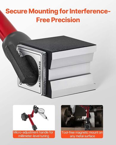 VEVOR Dial Test Indicator with Universal Magnetic Base and Storage Case, 0.0005 inch Accuracy, 0-0.03 inch Range, Micro Ball Handle for Narrow Area Measurement, Industrial Machining & Inspection in Saudi Arabia