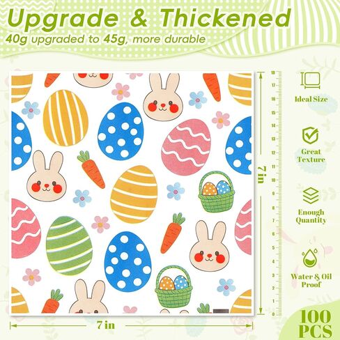 100 Pcs Easter Wax Paper for Food,Easter Basket Stuffers,7x7 Upgraded 45gsm Thick Waterproof Oil-Proof Paper,Bunny Egg Deli Paper for Sandwich Cookies Cake Basket Liner,Easter Baking Supplies,YEHOSHUN in Saudi Arabia
