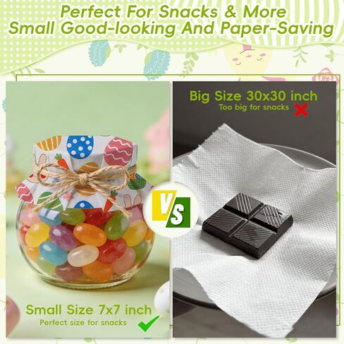 100 Pcs Easter Wax Paper for Food,Easter Basket Stuffers,7x7 Upgraded 45gsm Thick Waterproof Oil-Proof Paper,Bunny Egg Deli Paper for Sandwich Cookies Cake Basket Liner,Easter Baking Supplies,YEHOSHUN in Saudi Arabia