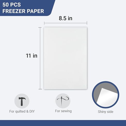 50 قطعة من ورق الفريزر لخياطة اللحف مقاس 8.5 × 11 بوصة، صفائح ورقية لفريزر اللحاف لمشاريع DIY، تطريز يدوي الصنع ومشاريع الخياطة in Kuwait