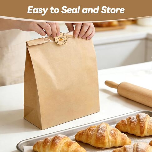 100 قطعة من أكياس الخبز من تريفو للخبز المنزلي مع نافذة شفافة و120 ملصقًا، أكياس خبز العجين المخمر لتخزين الخبز والبسكويت والوجبات الخفيفة، وأكياس ورقية كبيرة للمخبوزات in Kuwait