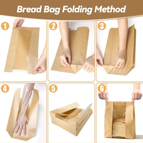 100 قطعة من أكياس الخبز من تريفو للخبز المنزلي مع نافذة شفافة و120 ملصقًا، أكياس خبز العجين المخمر لتخزين الخبز والبسكويت والوجبات الخفيفة، وأكياس ورقية كبيرة للمخبوزات in Kuwait