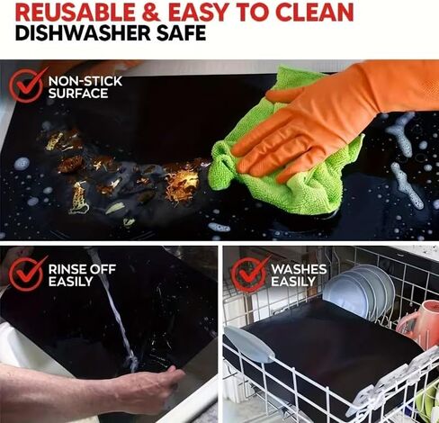 2pcs Heavy Duty Non-Stick Oven Liners for Bottom of Oven - PTFE Food-Safe Drip Trays, Spill & Burn Protection, Easy Clean, Fits Electric/Gas Ovens & Grills, BBQ Party & Vacation Essentials in Saudi Arabia