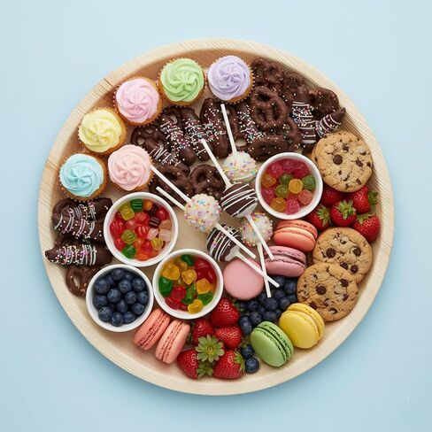 صواني مستديرة من أوراق النخيل للاستعمال مرة واحدة مقاس 14 بوصة (25 قطعة) أطباق تقديم تشبه الخيزران، وألواح للاستعمال مرة واحدة، وأواني طعام صديقة للبيئة لحفلات الزفاف، وتقديم الطعام، والمناسبات in Kuwait