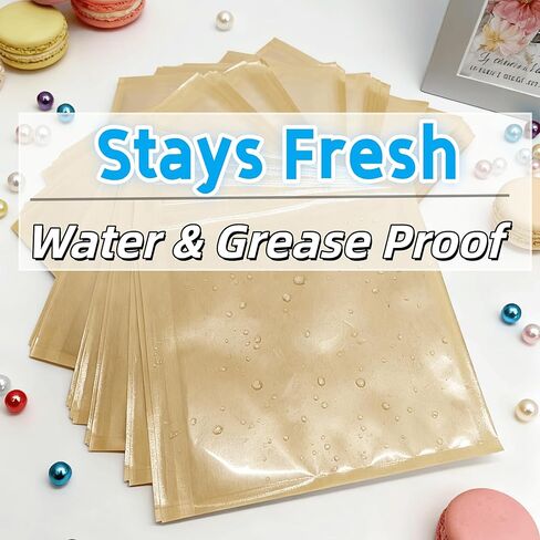 ARREBOL 100 Pack 7.1x7.5 Inch Cookie Bags with Window & Stickers for Packaging, Sealable Grease Resistant Small Brown Paper Bakery Bags for Bread in Kuwait