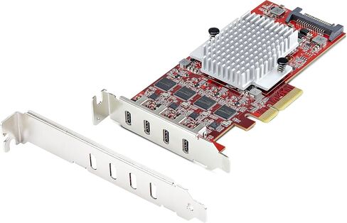 Startech.com 4-port USB-C 10GBPS PCIe CARD ، 4X USB 3.2 Controllers ، PCI Express 3.0 ، ملف تعريف قياسي ، TAA in Kuwait