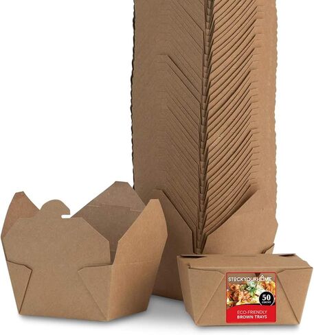 Stock Your Home Take Out Food Containers Microwaveable Kraft Brown Take Out Boxes 30 oz (50 Pack) Leak and Grease Resistant for Restaurant, Catering and Party in Saudi Arabia