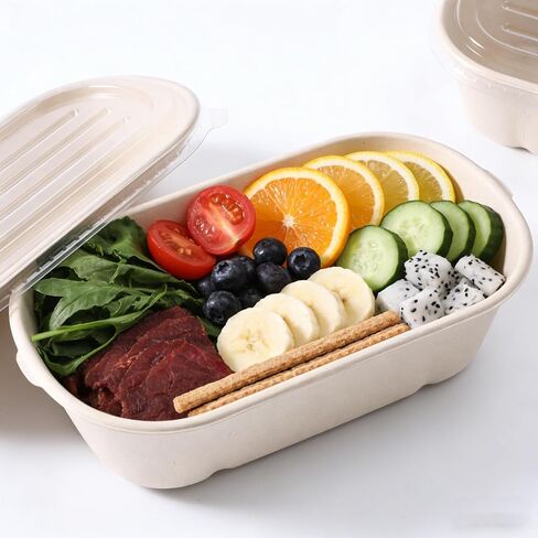 50 عبوة من حاويات إعداد الوجبات للاستعمال مرة واحدة، حاويات طعام بسعة 23 أونصة مع غطاء، تفل قصب آمن للاستخدام في الميكروويف، أوعية تقديم الحساء الورقية للسلطة، وبقايا الطعام، والغداء in Kuwait