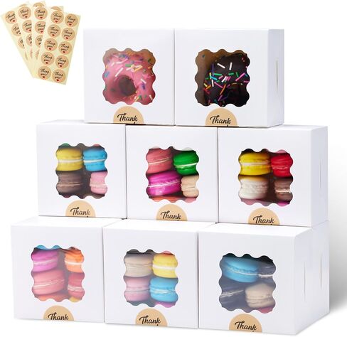 20pcs White Cookie Boxes with Window, 6x6x3 inches Treat Boxes for Dessert, Strawberry, Bakery, Pastry, Candy, Truffle in Saudi Arabia